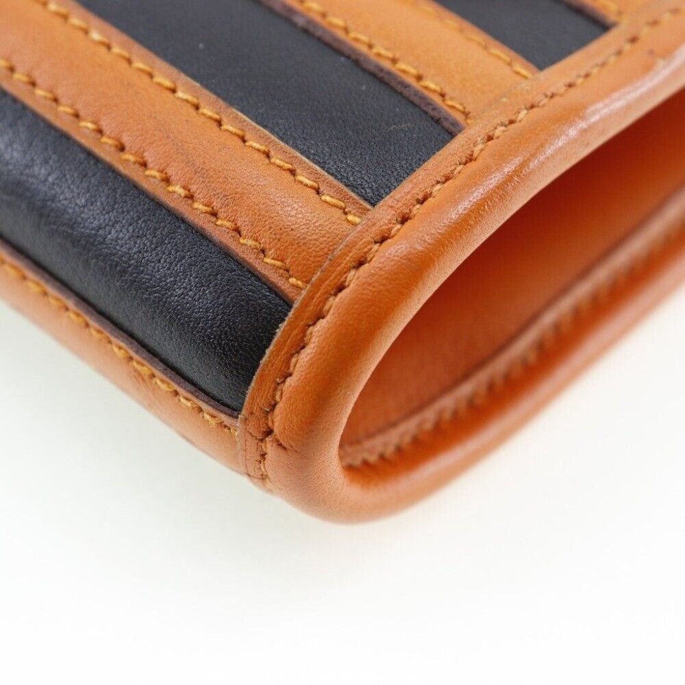 HERMES Shoulder Bag Orange / black leather Women - Picture 4 of 11